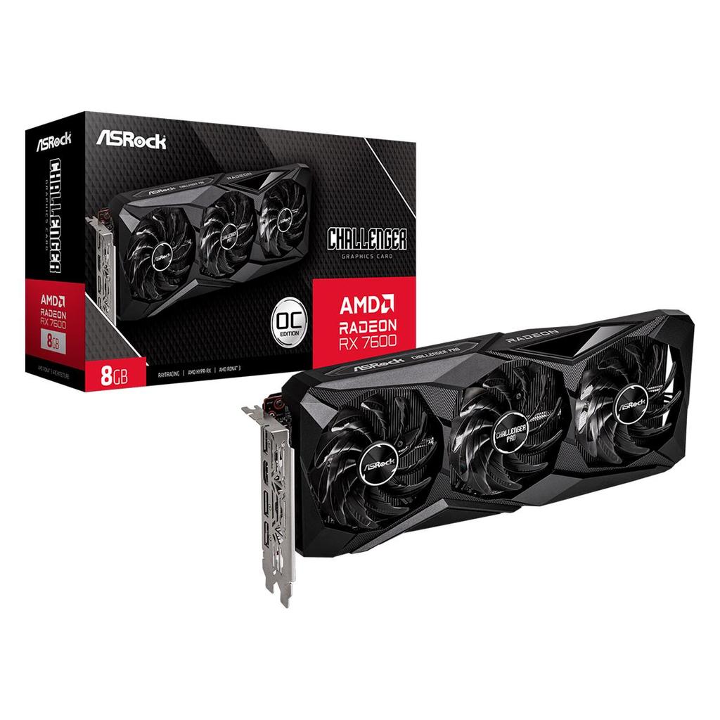 Placa de Vídeo Gpu Asrock Amd Radeon Rx 7600 Challenger Pro Oc 8gb Gddr6 128 Bits 90-Ga62zz-00uanf