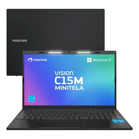 Notebook Positivo Vision C15m Minitela Celeron, 8gb 128gb Emmc, Tela 15.6  Hd Antirreflexo, Windows 11, Tecla Link, Cinza Cinza-escuro
