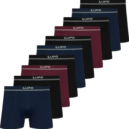 Kit 10 Cuecas Boxer Lupo Poliamida Sem Costura Box Original