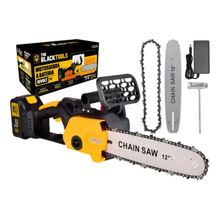 Moto Serra A Bateria 21v 4000mah 300mm 12 Polegadas Tcs21b The Black Tools Cor Amarelo E Preto 127/220v 60hz