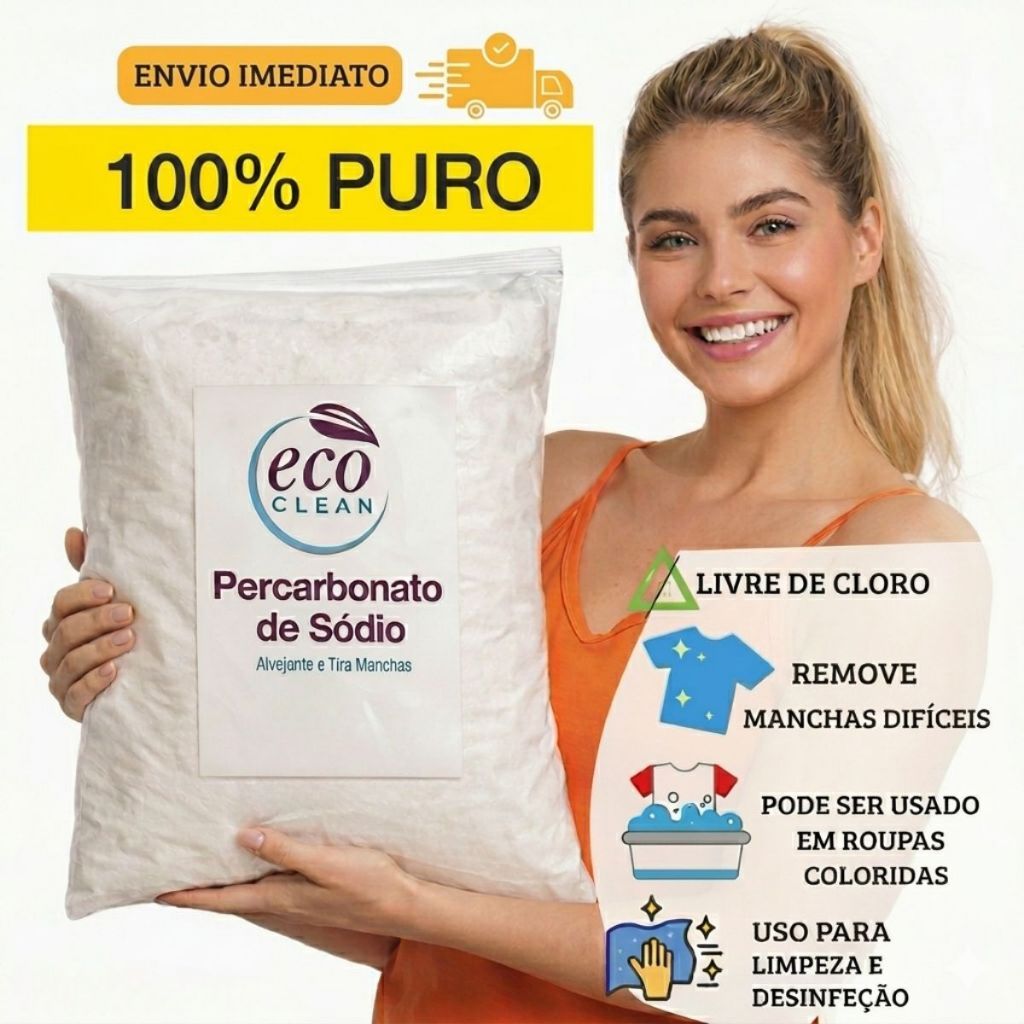 Percarbonato de Sódio Limpeza Em Geral Tira Manchas Roupas Brancas Desengordurante e Branqueador