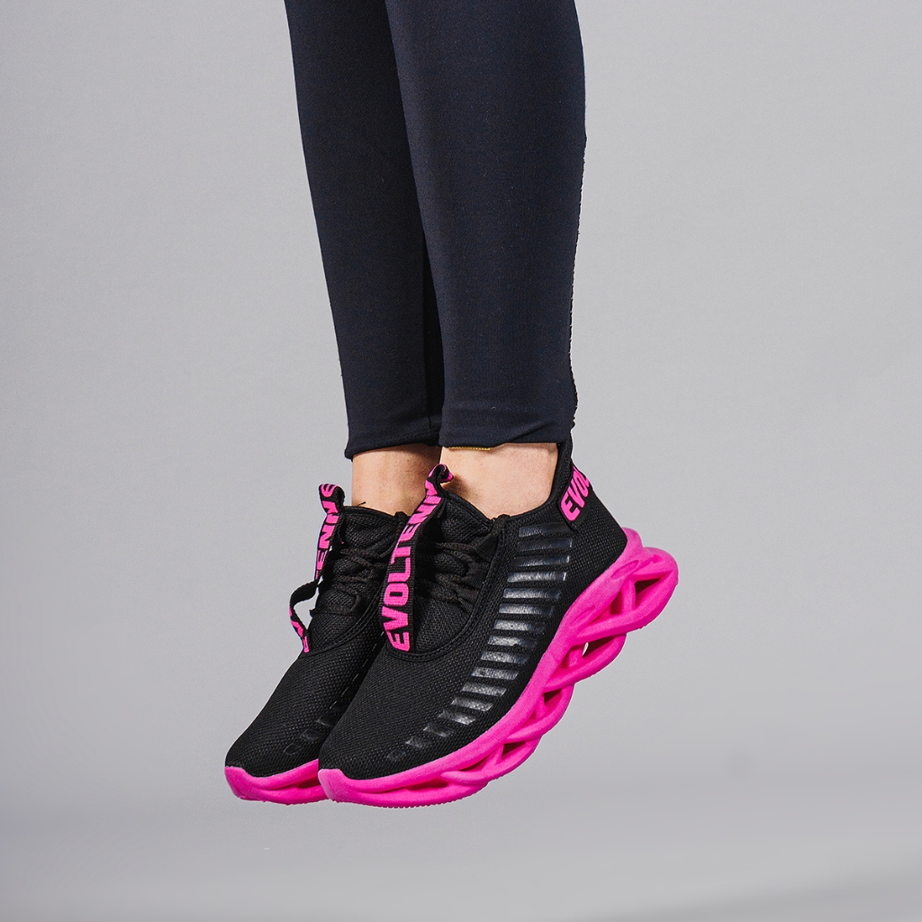 Tênis Esportivo Feminino Academia Treino Crosfit Ajuste Cadarço Pink Varias Cores Tendência Promoção