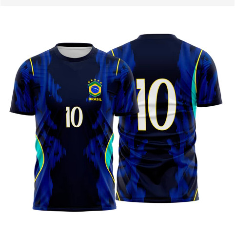 Camisa Azul Brasil Masculina Bordada 2026