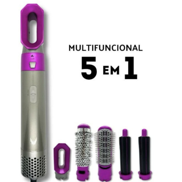 Secador de Cabelo Escova Quente 5 em 1 Rosa, Modelador Automático,  Escova Alisado.110v220v
