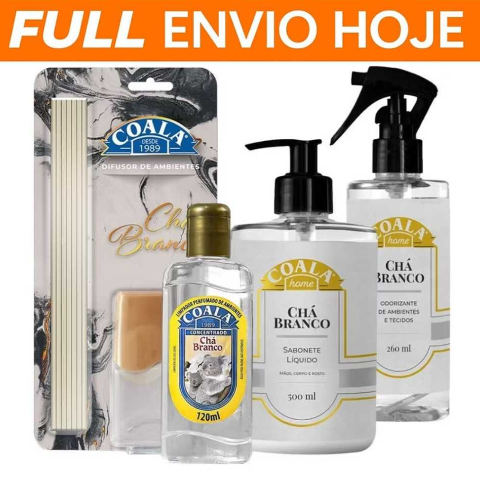 Kit Coala Chá Branco Difusor Odorizador de Ambiente Aromatizador Spray Sabonete Koala