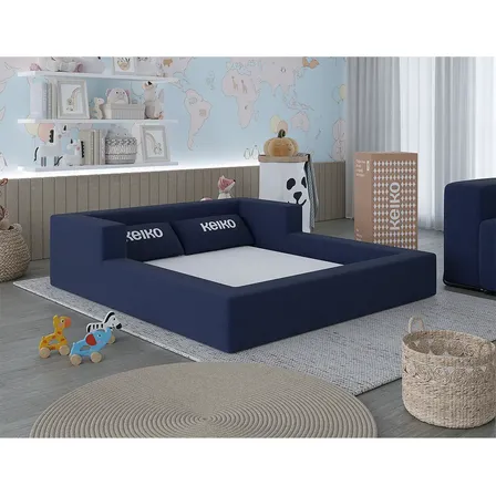 Cama Montessoriana Casal Aconchego 100% Espuma Keiko Cor Azul