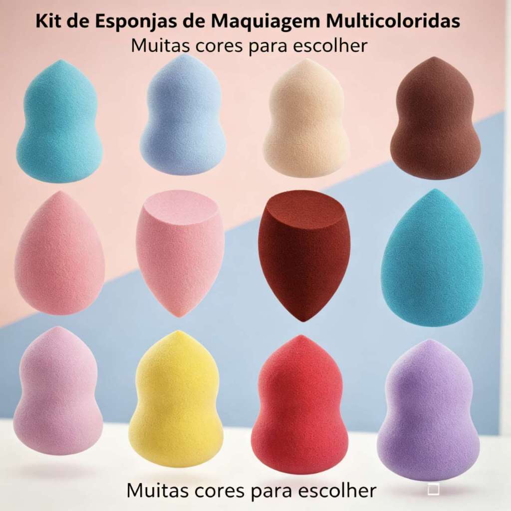 12 Esponja Para Maquiagem/Esponja de Rosto Facial Maquiagem Base e Corretivo/COM CAIXAS