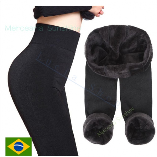 Meias Calça fio 80  Térmica felpada  Cor Preta Com Meia Pele Frio Intenso aduldo unico