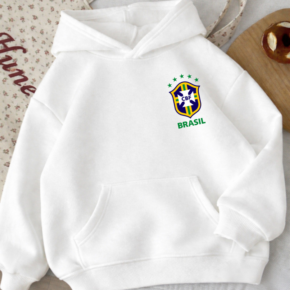 Moletom Canguru Escudo Brasil  Blusa De Frio Casaco Unissex Copa Do Mundo