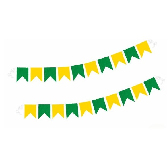 Bandeirinha Brasil Copa Do Mundo seda Bandeirolas 100m Verde E Amarelo Brasil