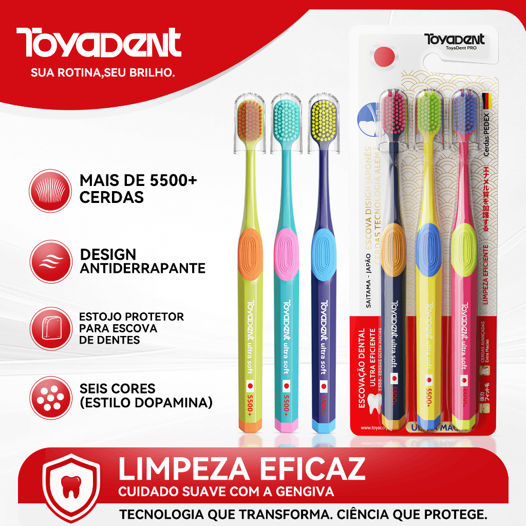 TOYADENT PRO Escova de Dental Com Cerdas Premium Alemãs da Pedex +Capa Protetora