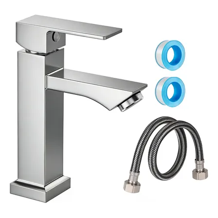 Torneira Bancada De Banheiro Luxo Inox Bica Baixa Lavatório
