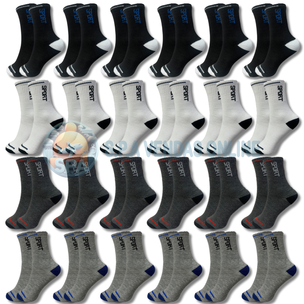 Kit com 24 Meias Vários Modelos Conforto Total