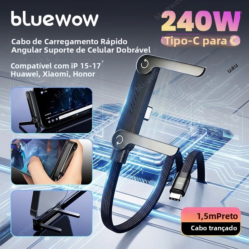 240W1.5m 90°Cabo de dados de canto, adequado para jogos, sobrecarga curvada e Design dobrável para celular