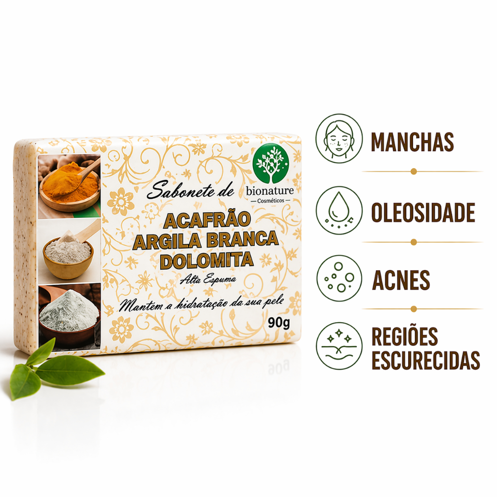 Sabonete Natural de Açafrão, Argila Branca e Dolomita – Limpeza, Clareamento e Hidratação