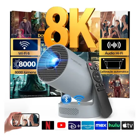 Projetor Magcubic Mini 8k Full Hd Hy300pro+ Portátil Android 14 Smart Wifi6 Bluetooth 5.4 Led 260ansi Cinema Home Com... Cinza 127/220v
