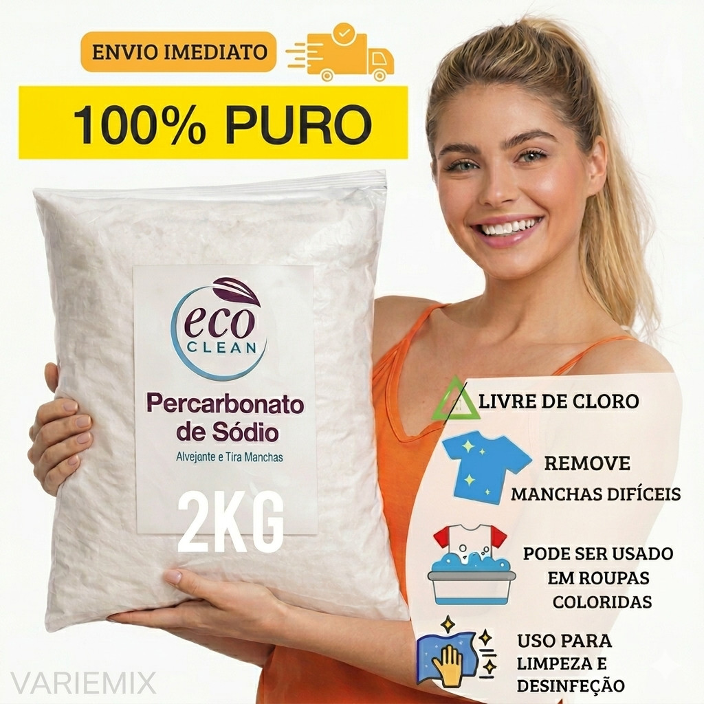 Percarbonato De Sódio 100% ECO CLEAN Tira Manchas limpeza clareador 500g/1kg/2kg/3kg