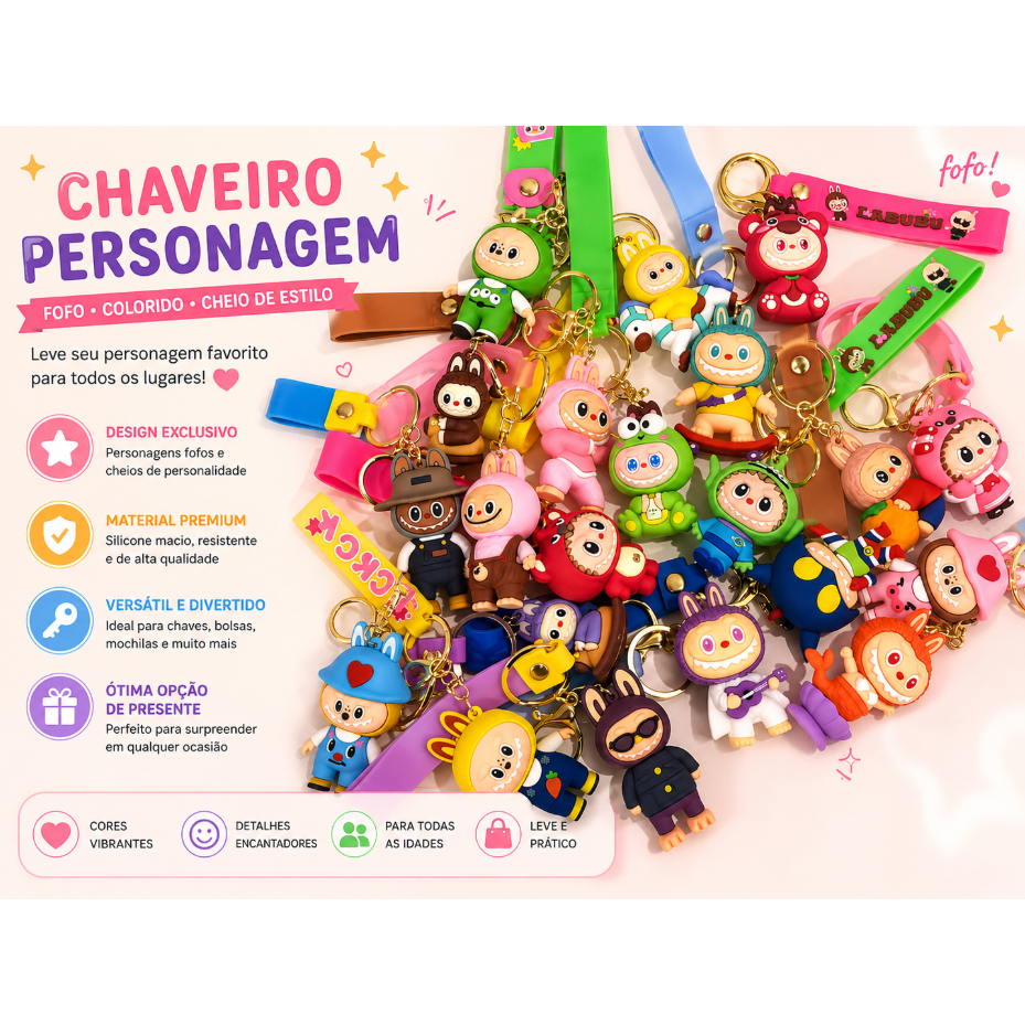 kit 3  CHAVEIRO  Top - Chaveiro 3D - Chaveiros Fofos  Modelos enviados aleatoriamente.