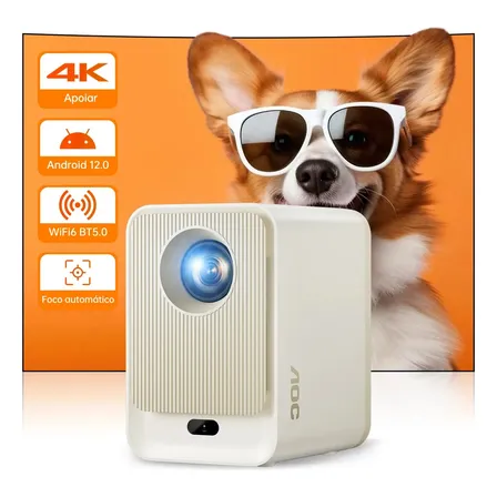 Projetor Inteligente Aoc T6plus-eu Full Hd 1080p Com Wi-fi 6, Bluetooth E Android 12 Creme 127/220v