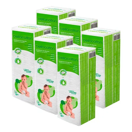 Kit Algodão Bellacotton Quadrado Para Bebê - 6 Pacotes