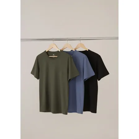 Kit Com 3 Camisetas Masculinas Básicas Slim Hering