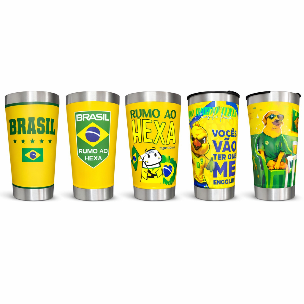 Copo Térmico 360 HD 473 ml Estampa Seleção Brasileira