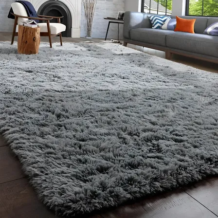 Tapete Decorativo Felpudo 2,00x1,50 Sala Quarto Escritório Cor Cinza Liso Pelo Alto Casa Laura Enxovais 2 M 1.5 M
