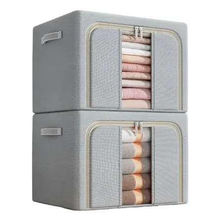 Kit 2 Caixa Organizadora Grande Roupas Coberta Toalha Lençol