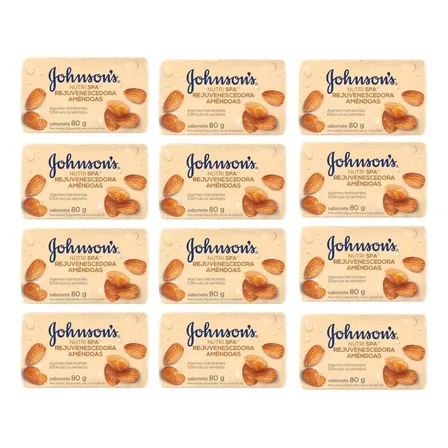 Kit 12 Sabonete Em Barra Nutri Spa Amêndoas Johnson's 80g