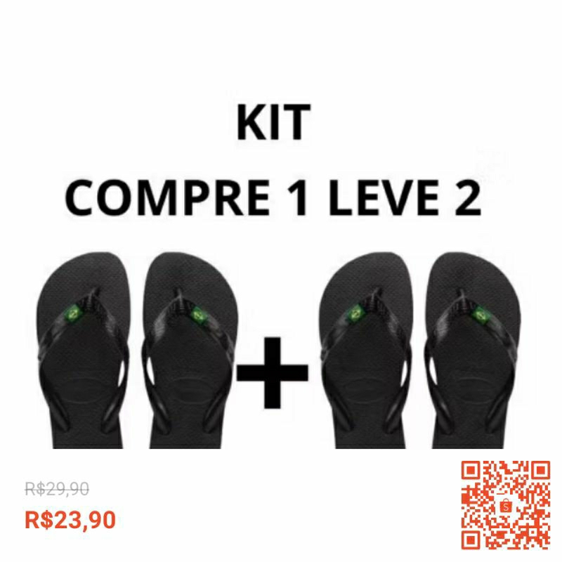 Kit Dois Pares Chinelo de Dedo Havaina Bandeira do Brasil