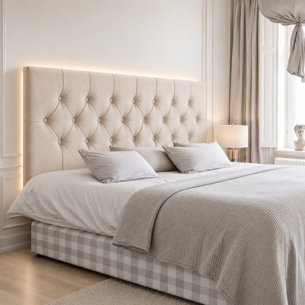 Cabeceira de Cama Quarto Casal 140cm Capitonê Dormitório Suporte Fixação Na Parede
