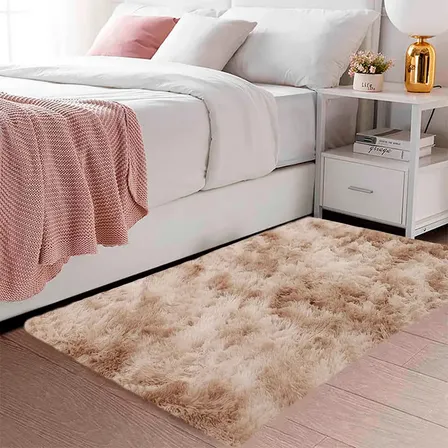 Passadeira Texfine Têxtil Felpuda Corredor 2x0,60 Bege Mesclado Poliéster 2 M 60 Cm