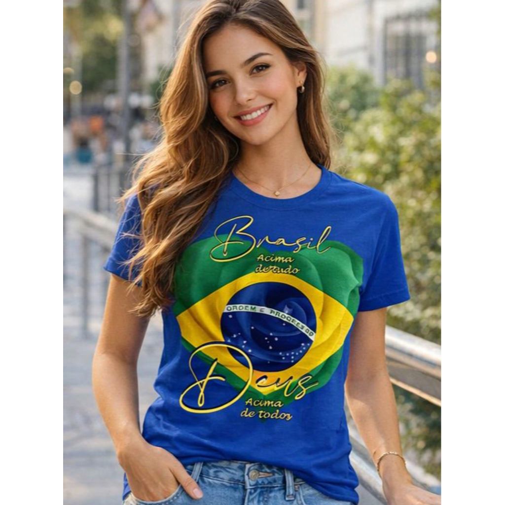 Camiseta Blusa Plus size 100% Algodão Premium Blusa T-shirt Copa Brasil Time Jogo
