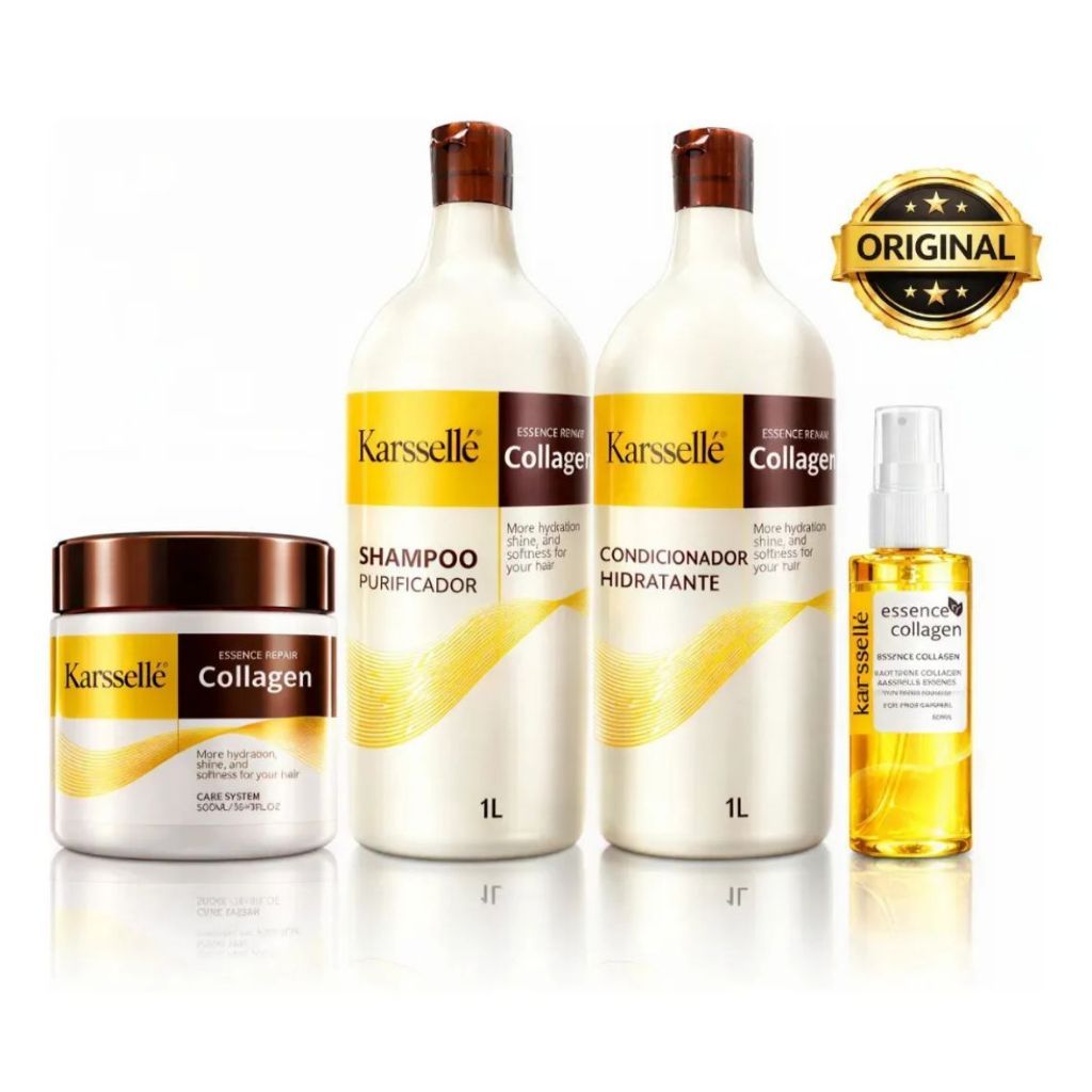 Kit 4 Itens Karsellé - Shampoo 1l + Condicionador 1l + Máscara 500g + Óleo Argan