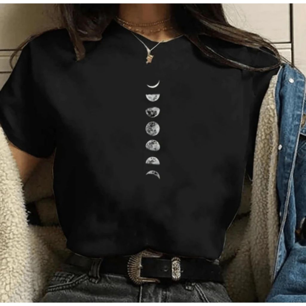 T-Shirt Feminina Blusinha Casual Camiseta Básica Camisa Moda FAZES DA LUA Estilosa