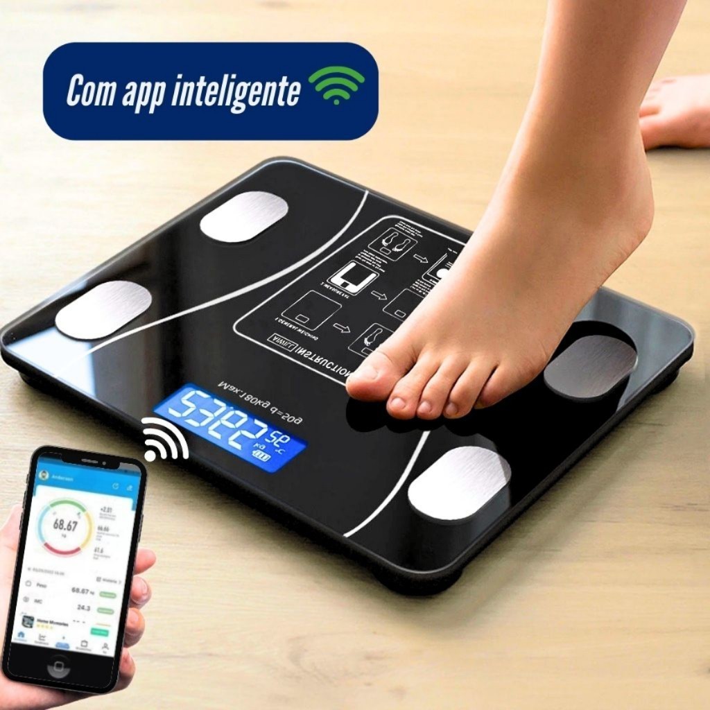Balança Inteligente com Bioimpedância, App Integrado e Capacidade de até 180kg