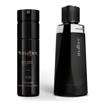 Malbec Black Kit Com Perfume Masculino Amadeirado Oriental E Body Spray