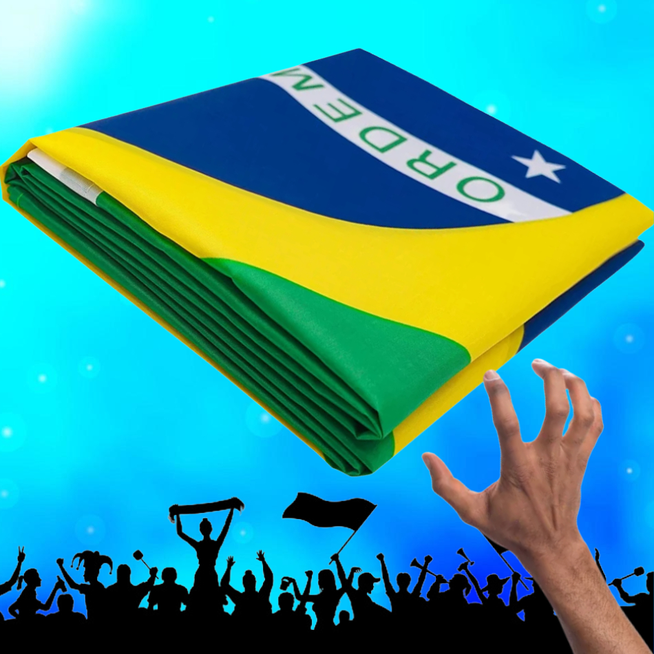 Bandeira do Brasil Poliéster Importado -Tamanho Oficial Manifestação Torcida Qualidade Resistente