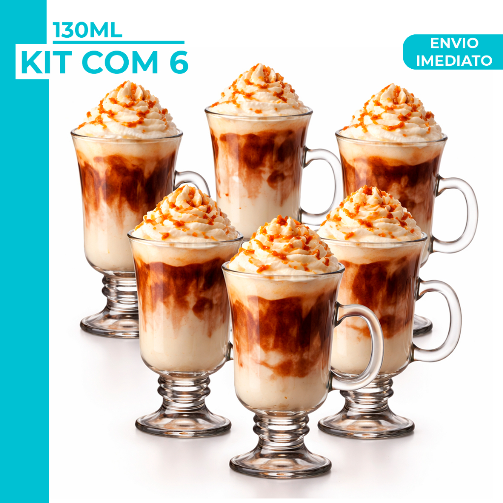 Jogo 3 ou 6 Peças Canecas Capuccino Nespresso Em Vidro Irish Coffee 130ml/230ml Chocolate  Café Nespres