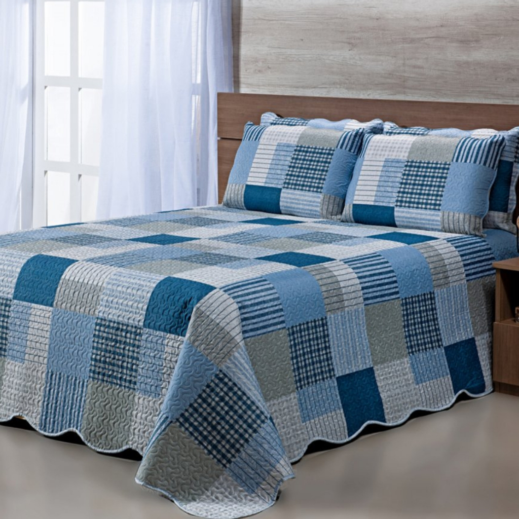 Cobre Leito colcha Casal Dupla Face 3 Peças com Fronhas Estampas Sortidas Decoração lindo