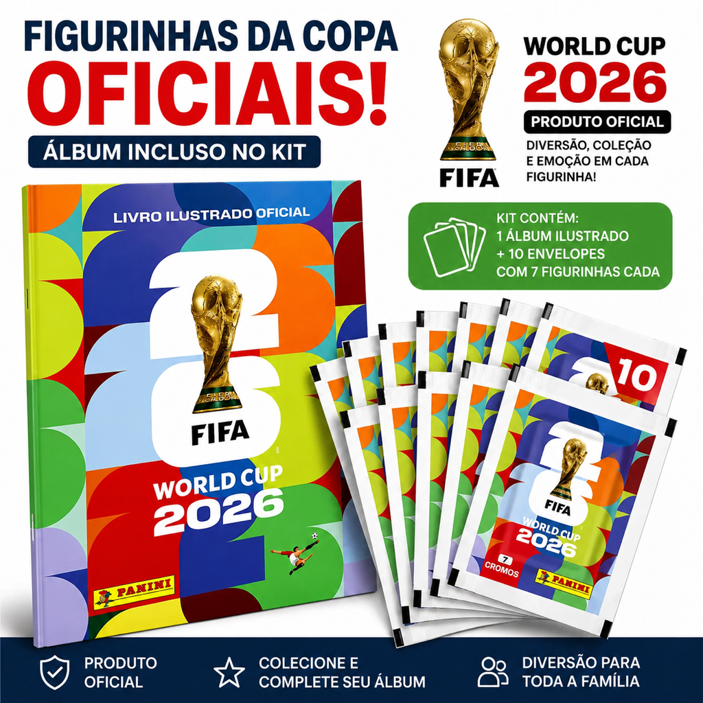 Álbum Copa do Mundo 2026 Panini Fifa Figurinhas Oficiais Escolha Kit Com Álbum ou Pacotes Sem Álbum