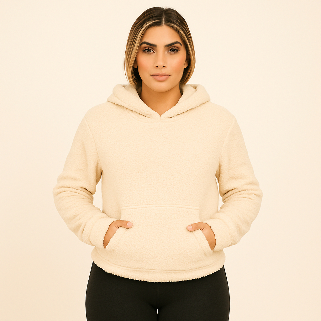 Blusa Sherpa Feminino com Capuz e Bolso Canguru – Conforto e Estilo para o Inverno