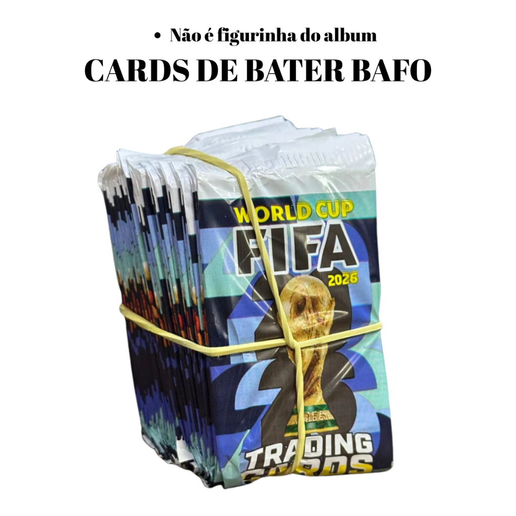 Kit 200 Cards Copa do Mundo Fifa 2026 50 Pacotinhos Fechados Para Bater Bafo Trocar Cartas Futebol