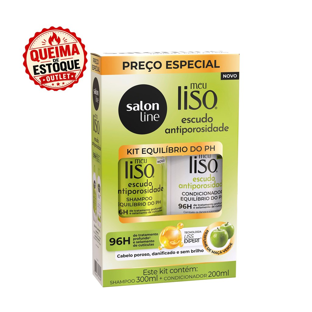 Kit Shampoo 300ml + Condicionador 200ml  Meu Liso Escudo Antiporosidade