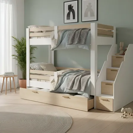 Treliche Infantil Jade Com Escada Mobikasa Cor Branco/legno Salinas
