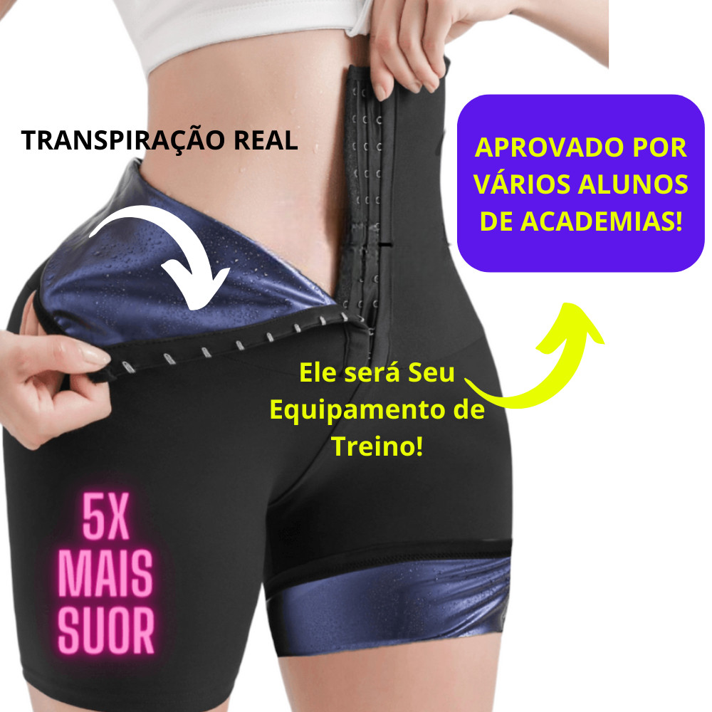 Shorts Sauna Fitness Feminino Modelador Cintura Alta para Academia e Treino