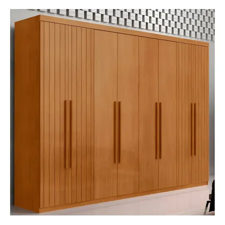 Guarda Roupa Casal Toronto Mdf 8 Portas Moderna Mobília Cor Naturalle