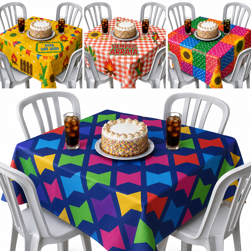 Kit Toalhas de Festa Junina Estampas Sortidas Chita Floral Festa Caipira TNT Estampado 70x70cm