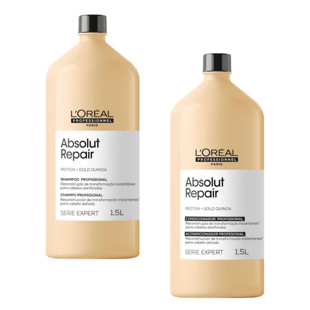 Shampoo e Condicionador Absolut Gold Quinoa L'oreal 1,5L Envio Imediato
