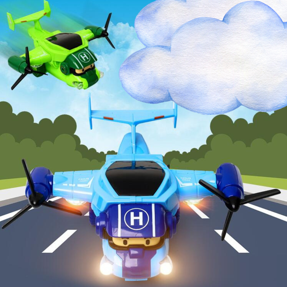 Brinquedo Avião Super Wings Bate e Volta Com Luzes E Som Avião Air Craft